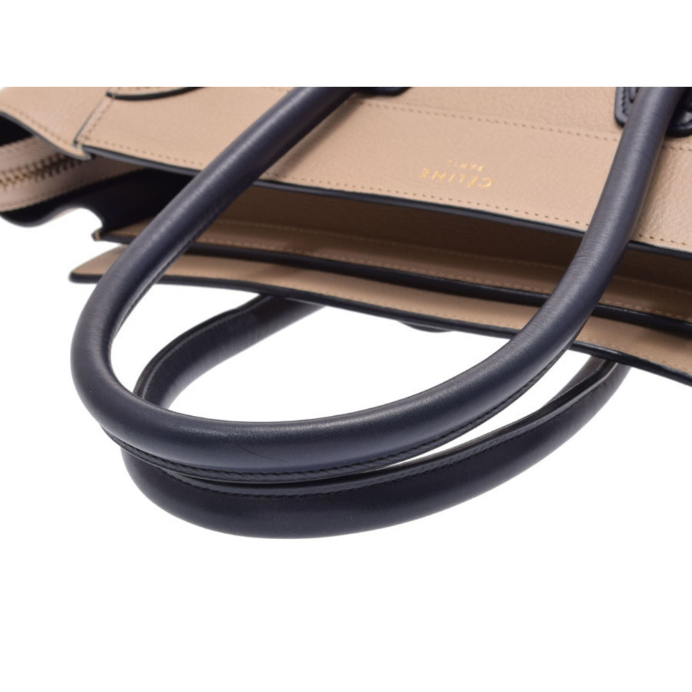 Celine Shopper Handbag Luggage Leather Micro Beige Blue Navy - Picture 3 of 12
